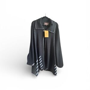 Patricia Nash Black and Gray Women's Poncho